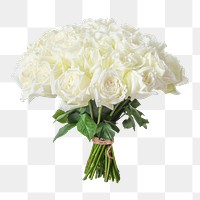 PNG white rose bouquet, valentine's flower sticker