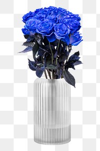 Blue roses png, glass vase, collage element