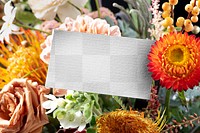 Gift label png mockup transparent, flower bouquet card design