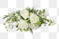 White flower bouquet png, rose and tulip