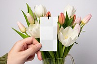 PNG label mockup transparent, flower bouquet gift tag