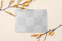 PNG invitation card mockup transparent, flat lay with yellow flower design