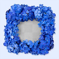 Hydrangea frame png transparent background, blue flower design
