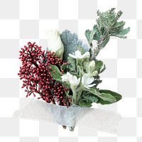 PNG flower bouquet with white paper tape