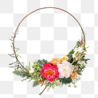 PNG flower round frame, isolated object design
