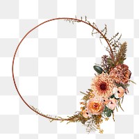 Orange flowers png, round frame design, collage element