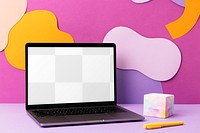 Laptop screen png mockup, aesthetic artwork showcase