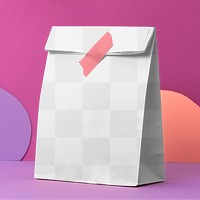 Paper bag png mockup, transparent food packaging