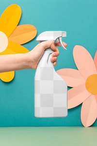 Trigger spray png bottle mockup, fabric starch, laundry product