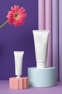 Cosmetics tube png mockup, beauty product packaging