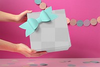 Gift box png mockup, feminine packaging