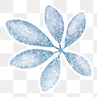 Glittery blue Schefflera Arboricola leaves sticker design element