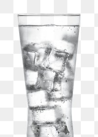Glass of water with ice macro shot design element