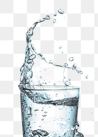 Water splashing from glass design element