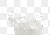 Milk splashing from a glass design element