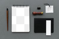 Set of stationery on workspace design element