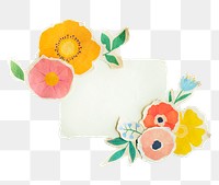 Paper note mockup with paper craft flowers