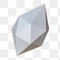 3D silver octahedral polyhedron shaped paper craft design element