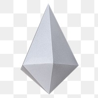 3D silver asymmetric hexagonal bipyramid paper craft design element