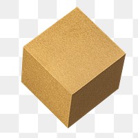 3D golden cubic shaped paper craft design element