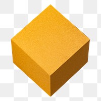 3D golden cubic shaped paper craft design element