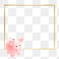 Piggy bank with a gold frame design element