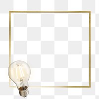 Light bulb with a gold frame design element