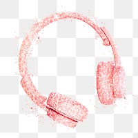 Glittery pink wireless headphone design element