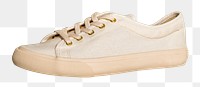 Unisex cream colored sneakers with copy space 