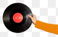 Woman holding a vinyl record design element 