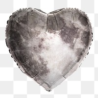 Moon textured print on a heart shaped balloon design element