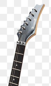 Closeup of headstock and fretboard of Paramount electric guitar, JANUARY 29, 2020 - BANGKOK, THAILAND