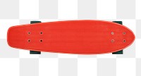 Red skateboard with green wheels design element