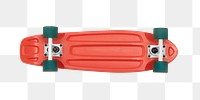 Red skateboard with green wheels design element