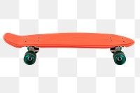 Red skateboard with green wheels design element