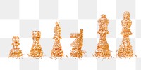 Glittery bronze chess pieces design element