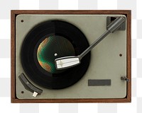 Vinyl player flatlay design element  