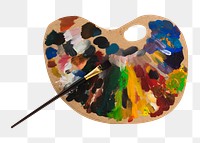 Wooden palette with paint brush design element