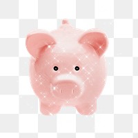 Pink piggy bank sticker design element 