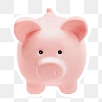 Pink piggy bank sticker design element 