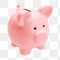 Pink piggy bank sticker design element 