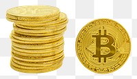 Stack of golden bitcoins design element