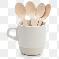 Wooden spoons in a white cup design element
