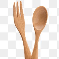 Wooden spoon and fork design element