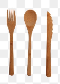 Reusable wooden cutlery set design element