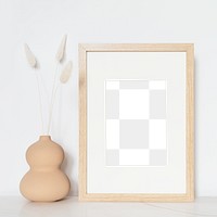 Rectangle wooden boho photo frame transparent png