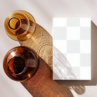 Blank copy space and brown glass bottles transparent png