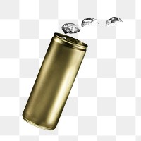 Golden aluminium soda can with copyspace 