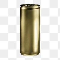 Golden aluminium soda can with copyspace 