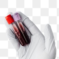Doctor holding blood test tubes during coronavirus pandemic transparent png